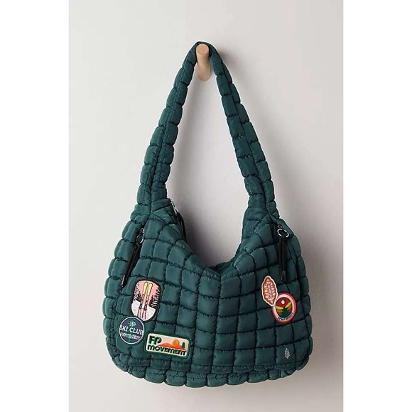 Free People Quilted Patch Carryall Bag Hunter Gatherer Green NWT - Picture 2 of 4